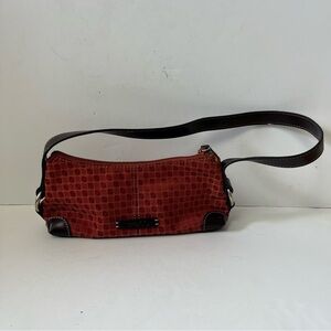 Nine West Red and Brown 90s Shoulder Purse